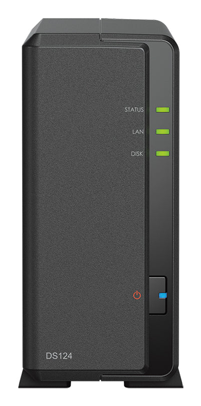 Synology DS124 – 1-Bay Desktop NAS – Realtek RTD1619B, 1 GB RAM, 1GbE, DSM, 8 TB HDD vorinstalliert