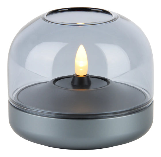 Kooduu Windlicht – Aluminium & Glas, blau – Ø 9,4 × 8,1 cm
