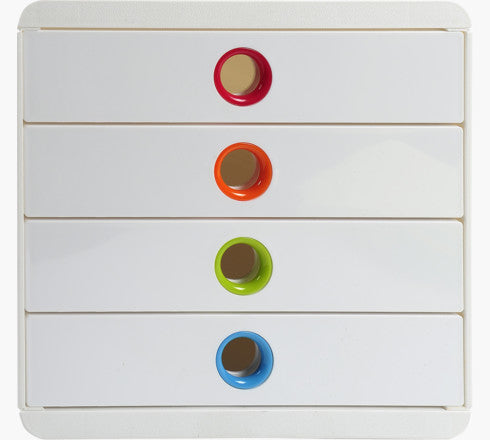 Exacompta Schubladenbox Pop-Box BlackOffice – A4+, 26,7 cm, Weiss