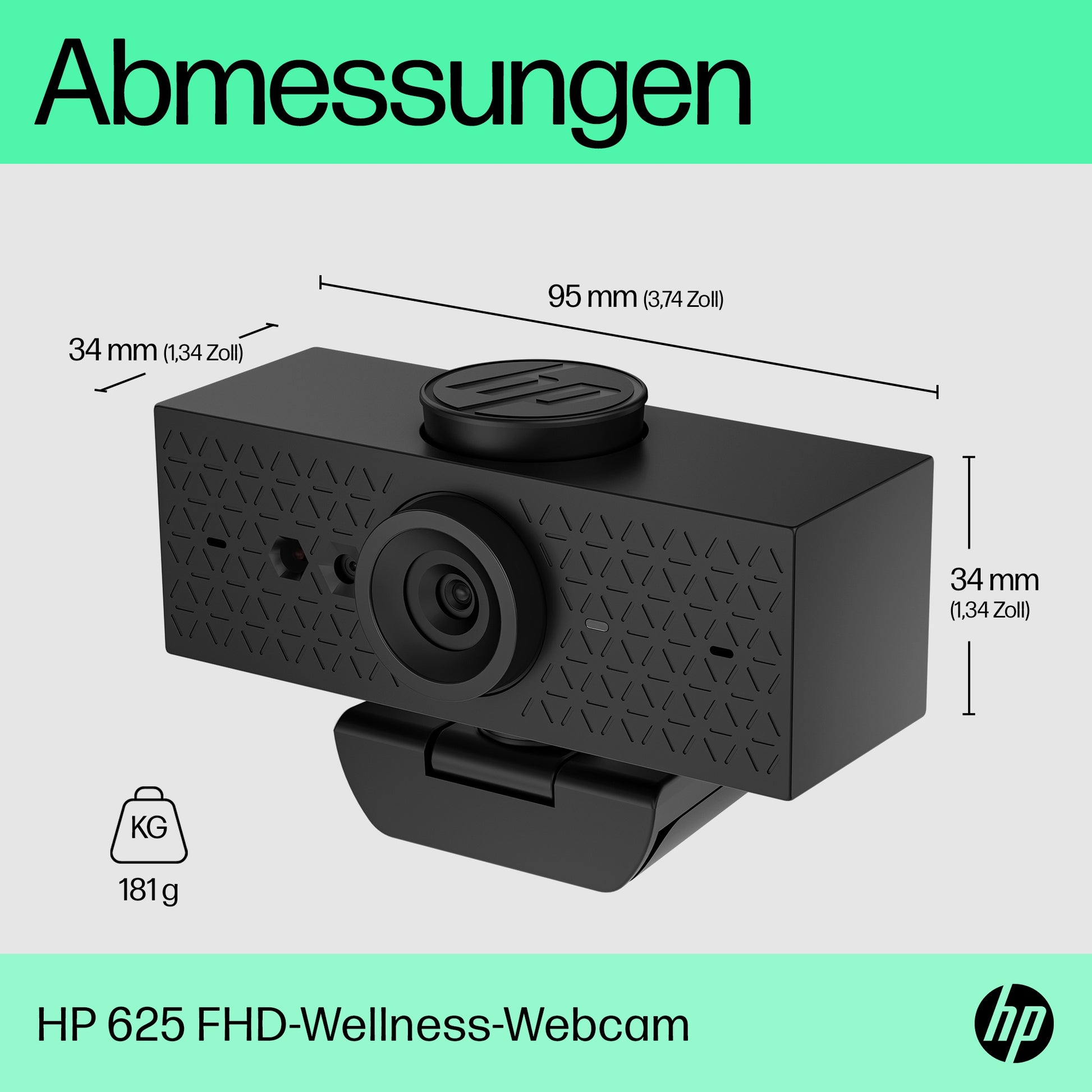 HP 625 Webcam – Full HD 1080p, USB – Schwarz