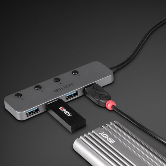 Lindy 43383 USB-Hub – USB-C, 4× USB-A