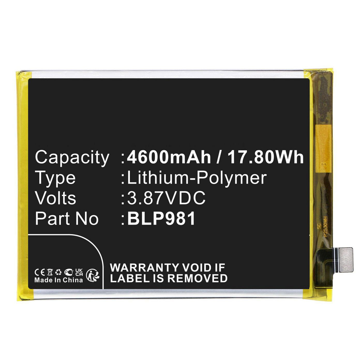 CoreParts MBXDC-BA089 – Akku – für OPPO A1 Pro, PHQ110 – 3,87 V, 4600 mAh – Schwarz