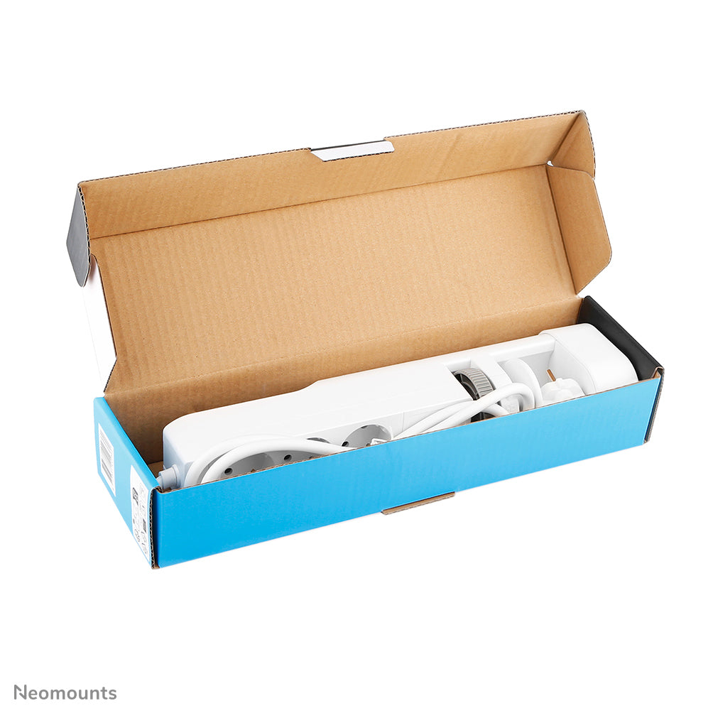 Neomounts DS22-840WH6 – Tischsteckdose, 3×230 V, 2× USB-A, 2× USB-C (Power Delivery), 1,4 m, Weiss