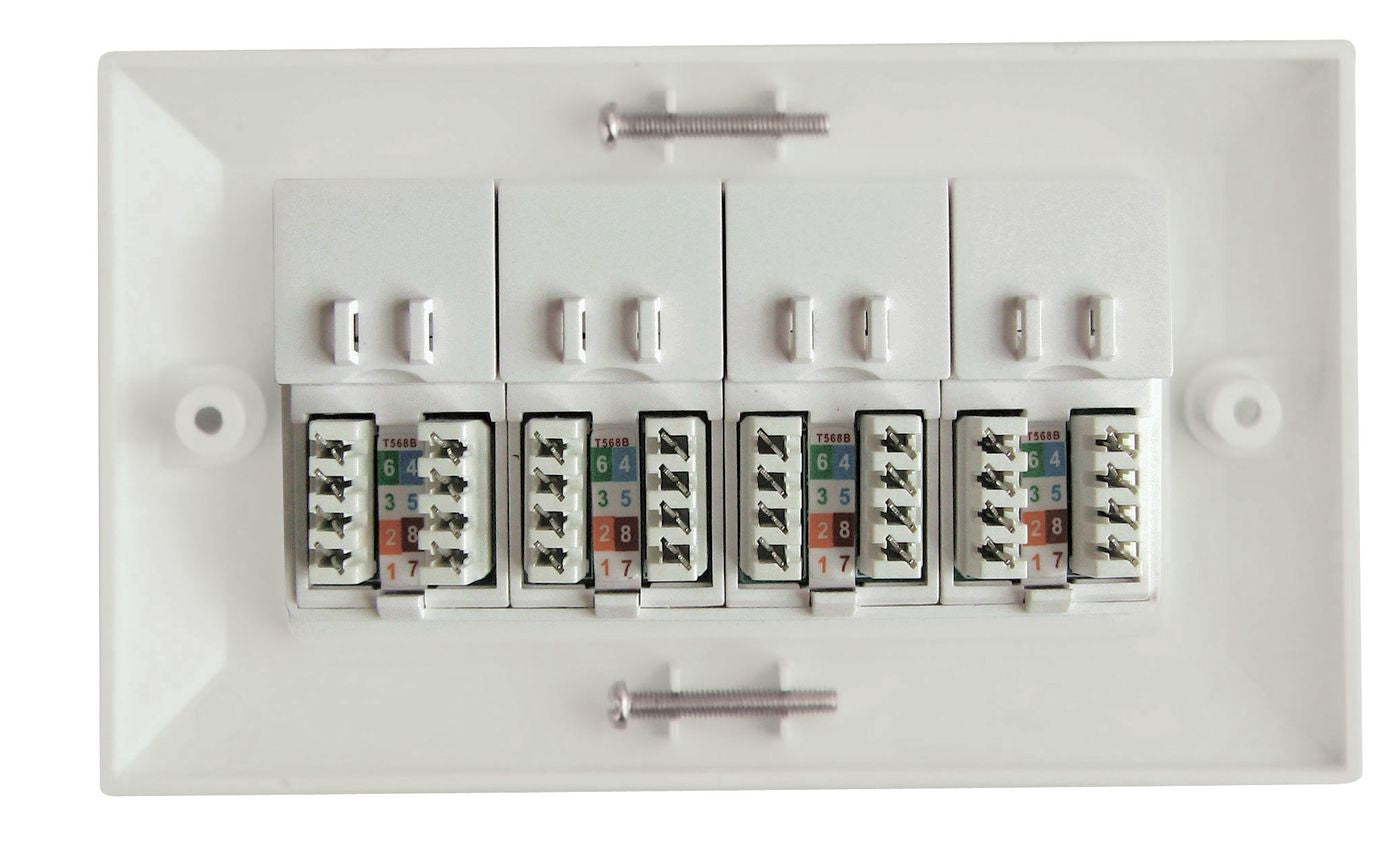 Lanview Keystone-Modul RJ45 Cat6, 4-Port, 146×6×86 mm – weiss