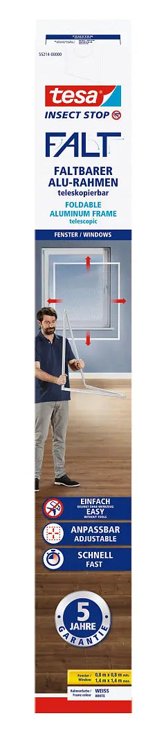 TESA Fenster-Fliegengitter – 140 × 140 cm – weiss – Polyethylen-Netz