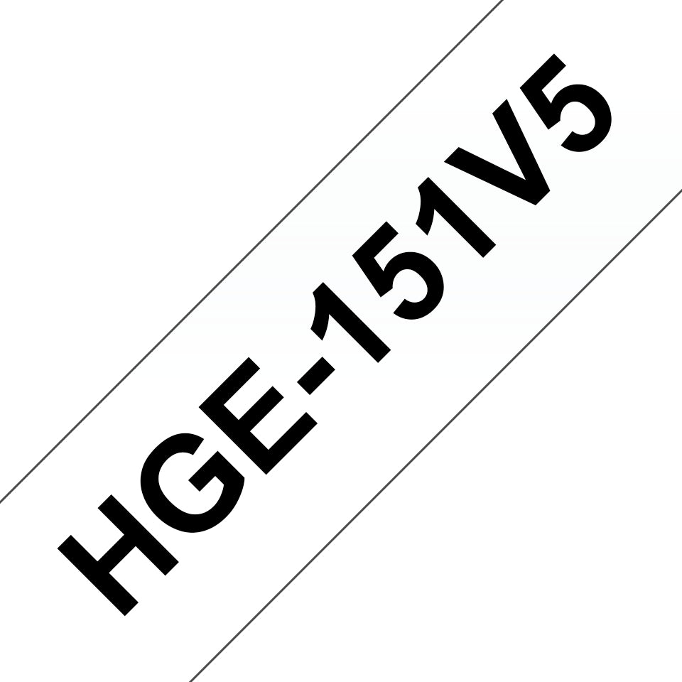 Brother Schriftband – 24 mm × 8 m, transparent, schwarz, HGe – 5 Stück