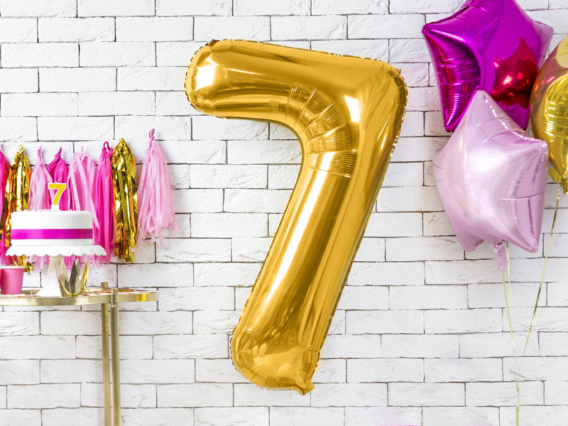 PartyDeco Folienballon Zahl 7 – Gold – 86 cm – Folie – 1 Stück