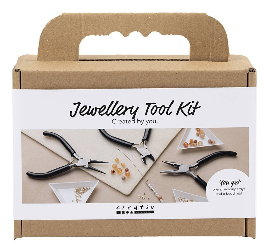 Creativ Company Schmuck-Bastelset für Kinder 13023, mit Zange, schwarz, metallisch, weiss