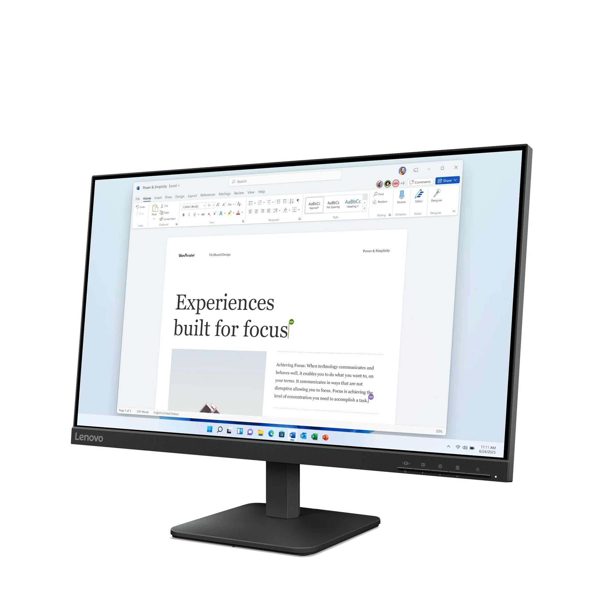 Lenovo L24-4E – Interaktives Touch-Display 23,8" – Full HD (1920 × 1080), IPS, 250 cd/m², blendfrei