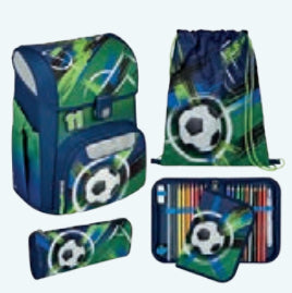 Scooli EasyStart – 5-teiliges Schulrucksack-Set, Soccer Champ, 19 l, mit Magnetschloss