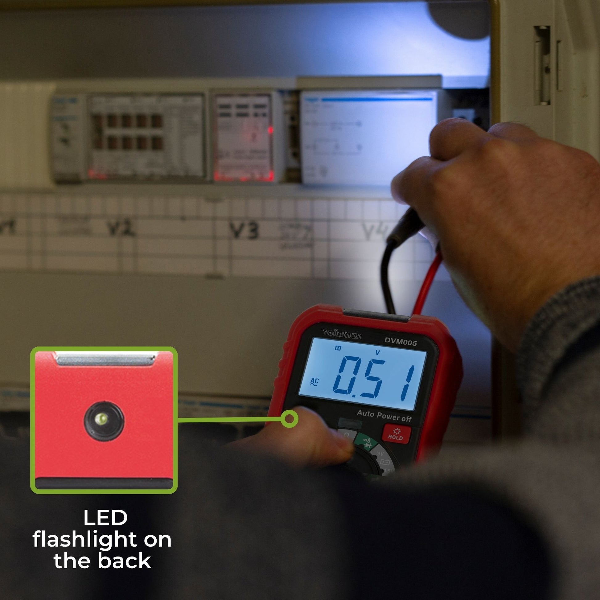 Velleman 473500 – Multimeter – 0,1–20 MΩ, CAT III 600 V, berührungslose Wechselspannungserkennung