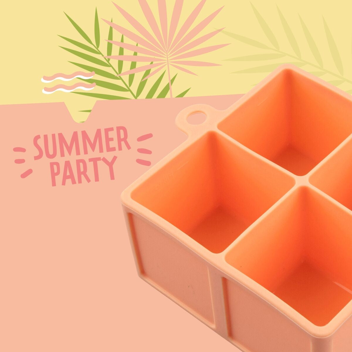 Fackelmann Eiswürfelform Business – 10 × 10 cm, Silikon, Orange, 4 Eiswürfel, spülmaschinenbeständig