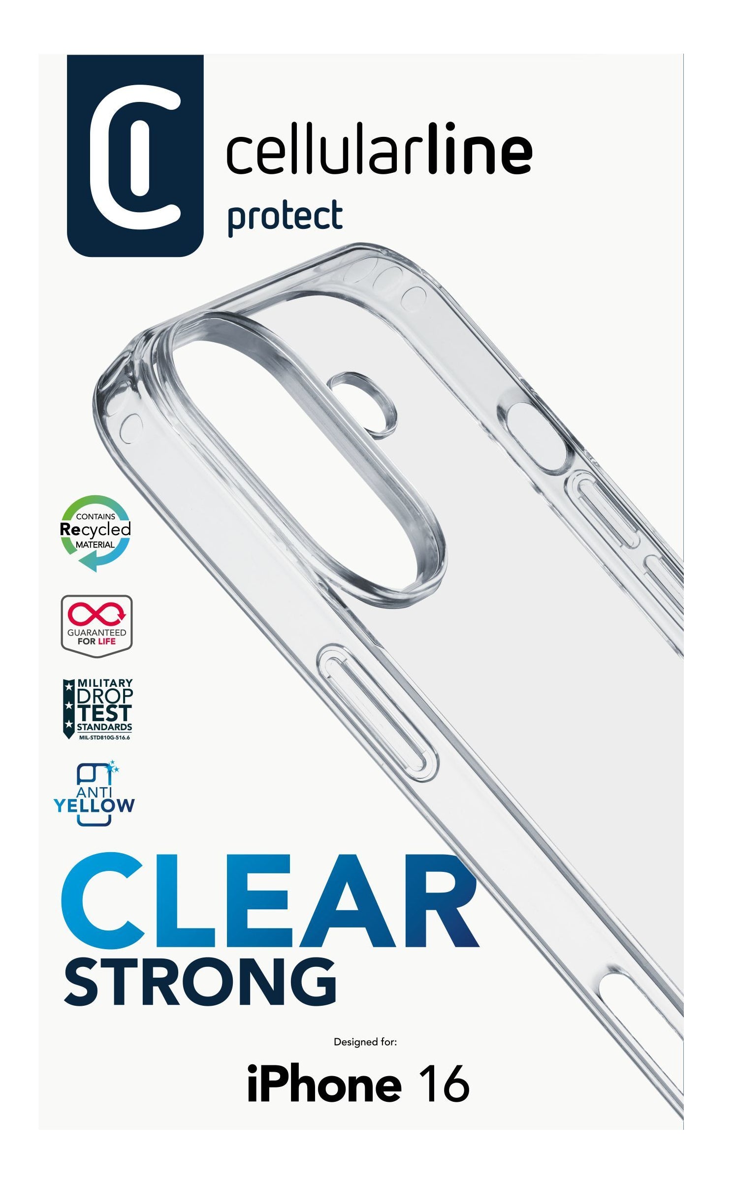 Cellularline Backcover – für Apple iPhone 16 – transparent