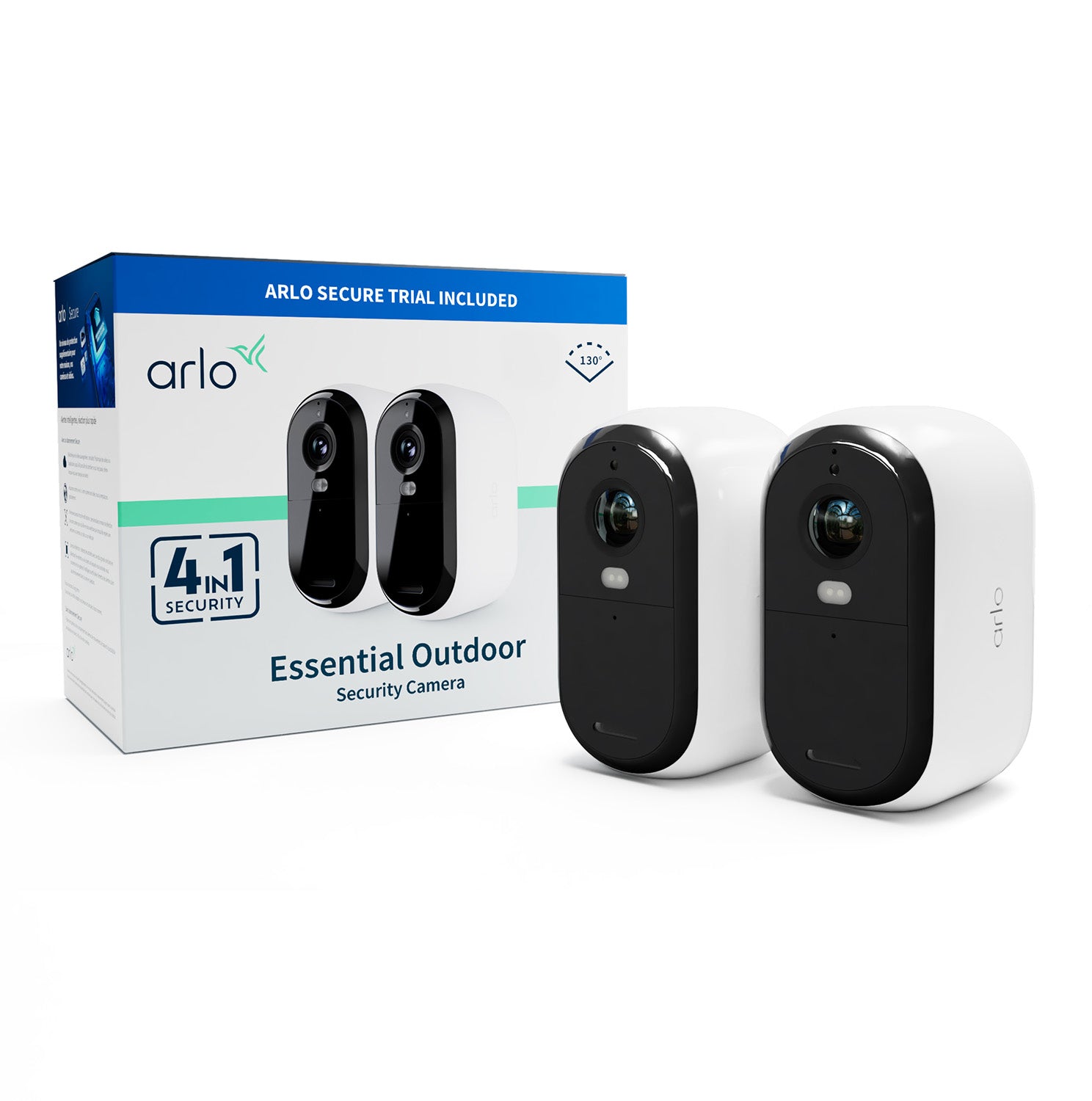 Arlo Essential 2 Netzwerkkamera – Full HD, 2 MP, Akkubetrieb, für IFTTT, Weiss, 2 Stück