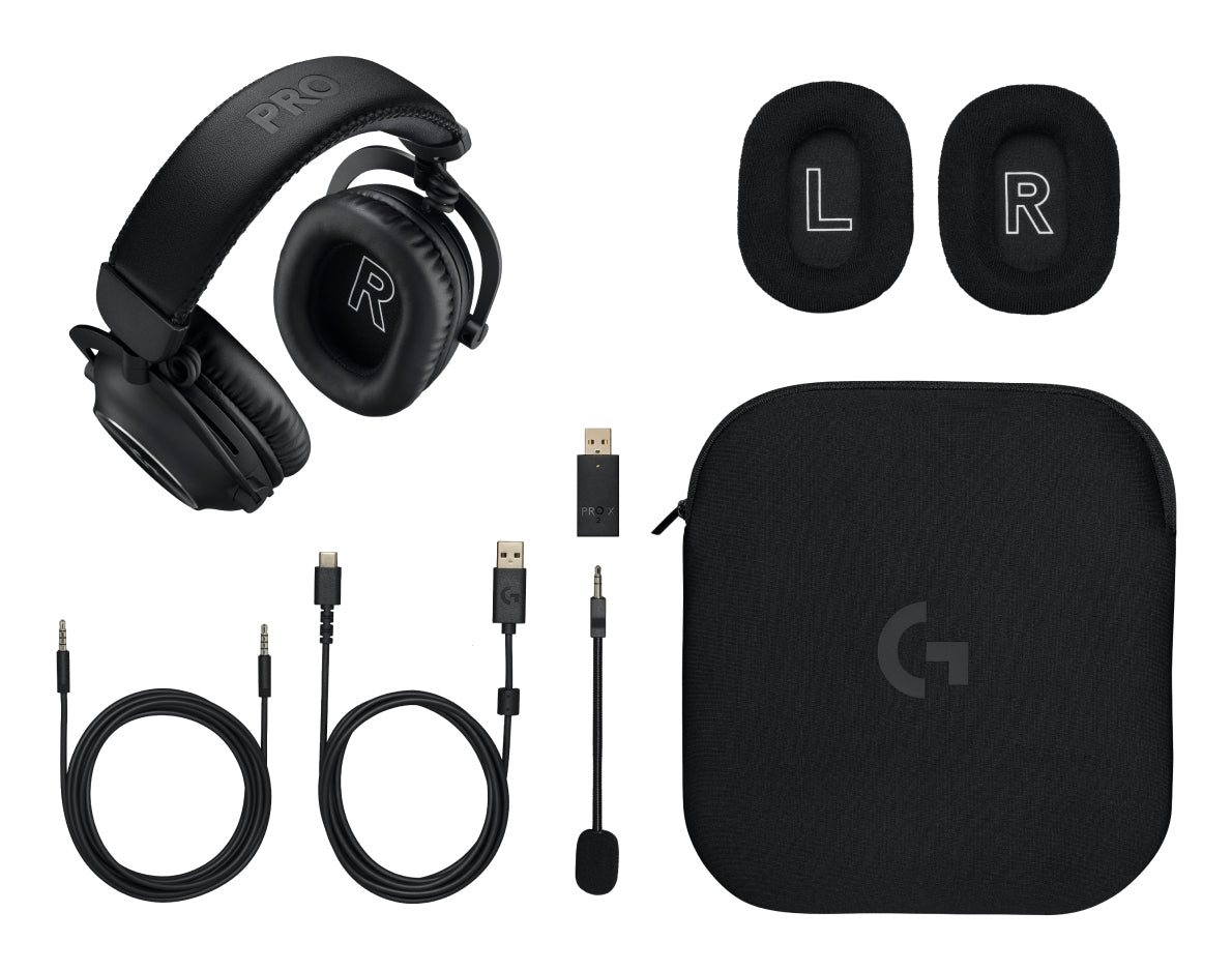 Logitech G PRO X 2 LIGHTSPEED Gaming-Headset – Over-Ear, Stereo, Kabel + BT, mit USB-A-Dongle, Schwarz