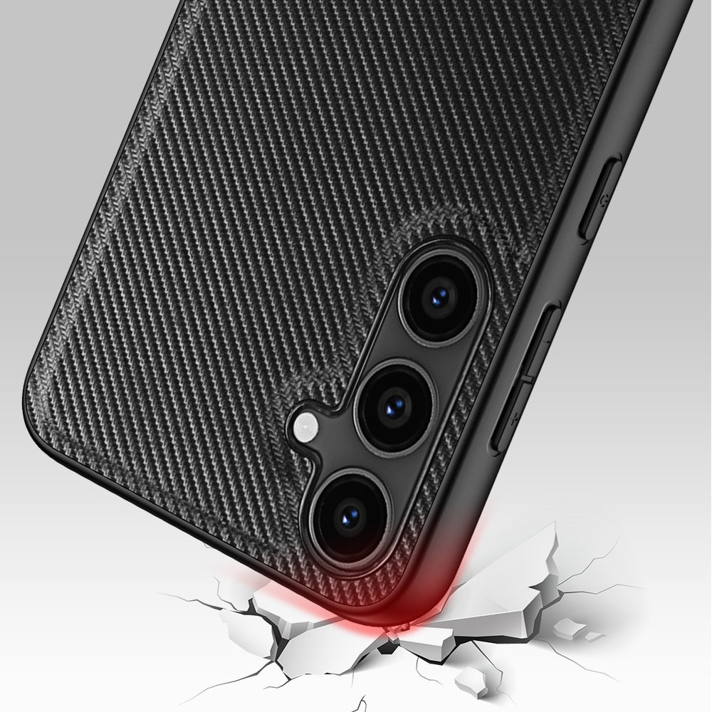 nevox StyleShell NYLO – Backcover – für Samsung Galaxy S25, Nylon+PC+TPU, Schwarz, Karbonfaser