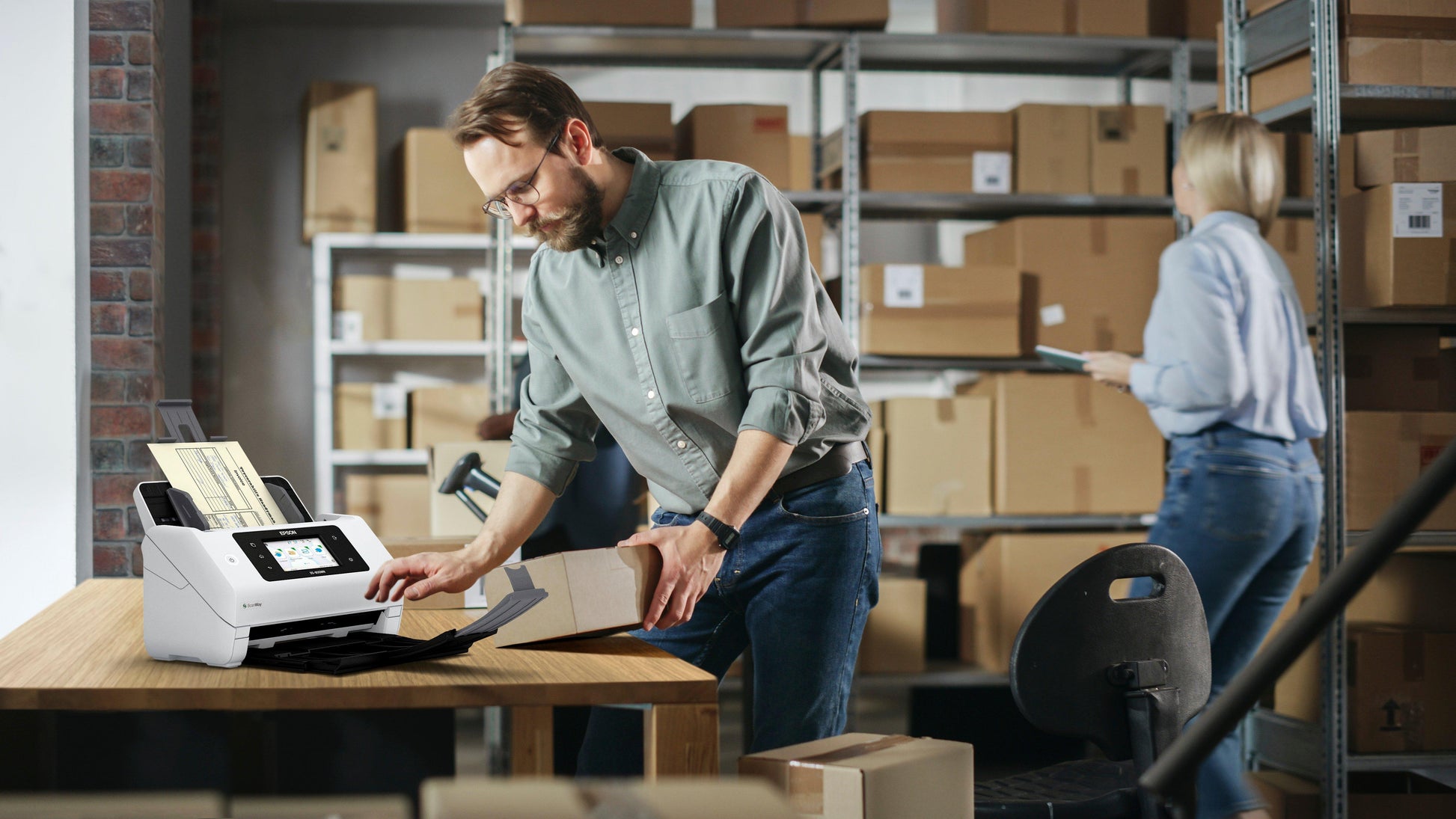 Epson WorkForce DS-800WN – Einzugsscanner, A4, Duplex, 50 ppm, ADF 100 Blatt, WLAN/LAN