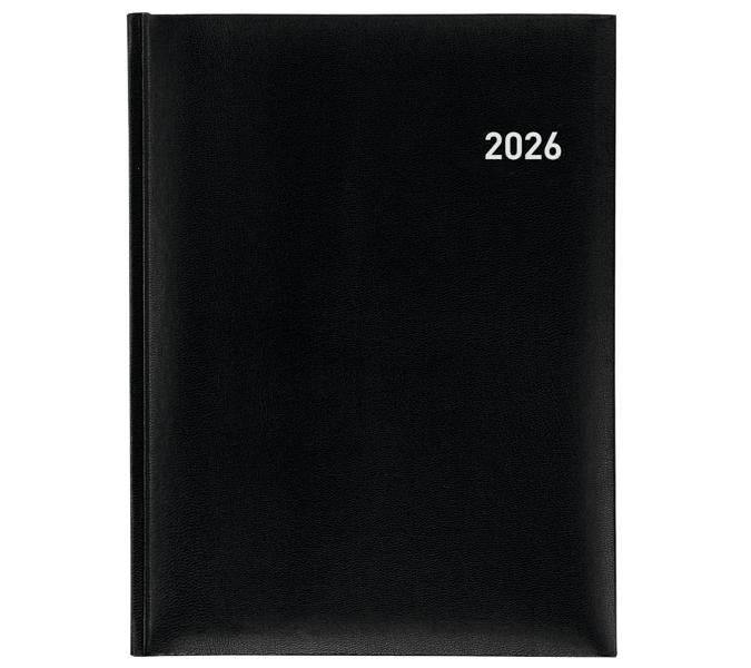 Biella Orario Agenda – 1 Woche/2 Seiten, gebunden, 17,5 × 23,5 cm, Jan–Dez, 2026, mehrsprachig, schwarz, FSC