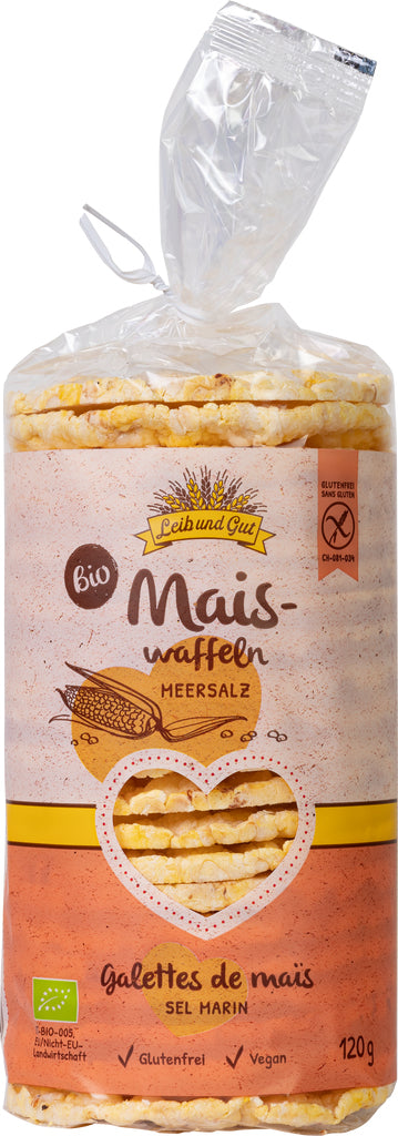 Leib und Gut Maiswaffeln – Meersalz, Bio, Vegan – 120 g