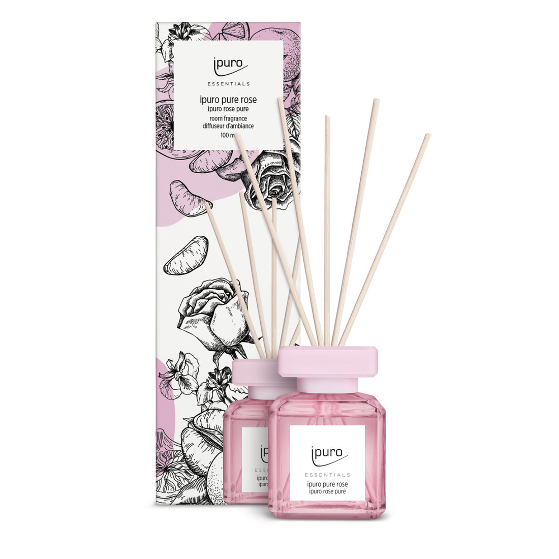 ipuro ESSENTIALS pure rose – Duftstäbchen, 100 ml