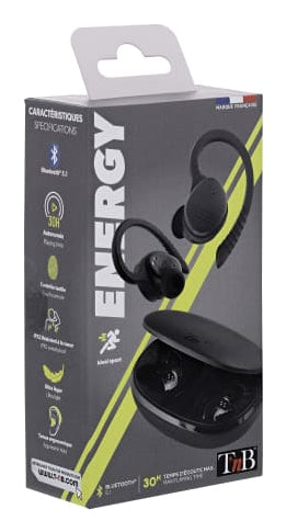 T'nB ENERGY Sport Ohrbügel True Wireless – Stereo, mit Ladecase, Schwarz, BT 5,1