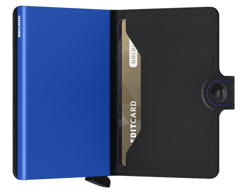 Secrid Miniwallet Kartenetui – RFID-Schutz, Schnappverschluss – 65×102×21 mm – 10 Karten – Schwarz/Blau