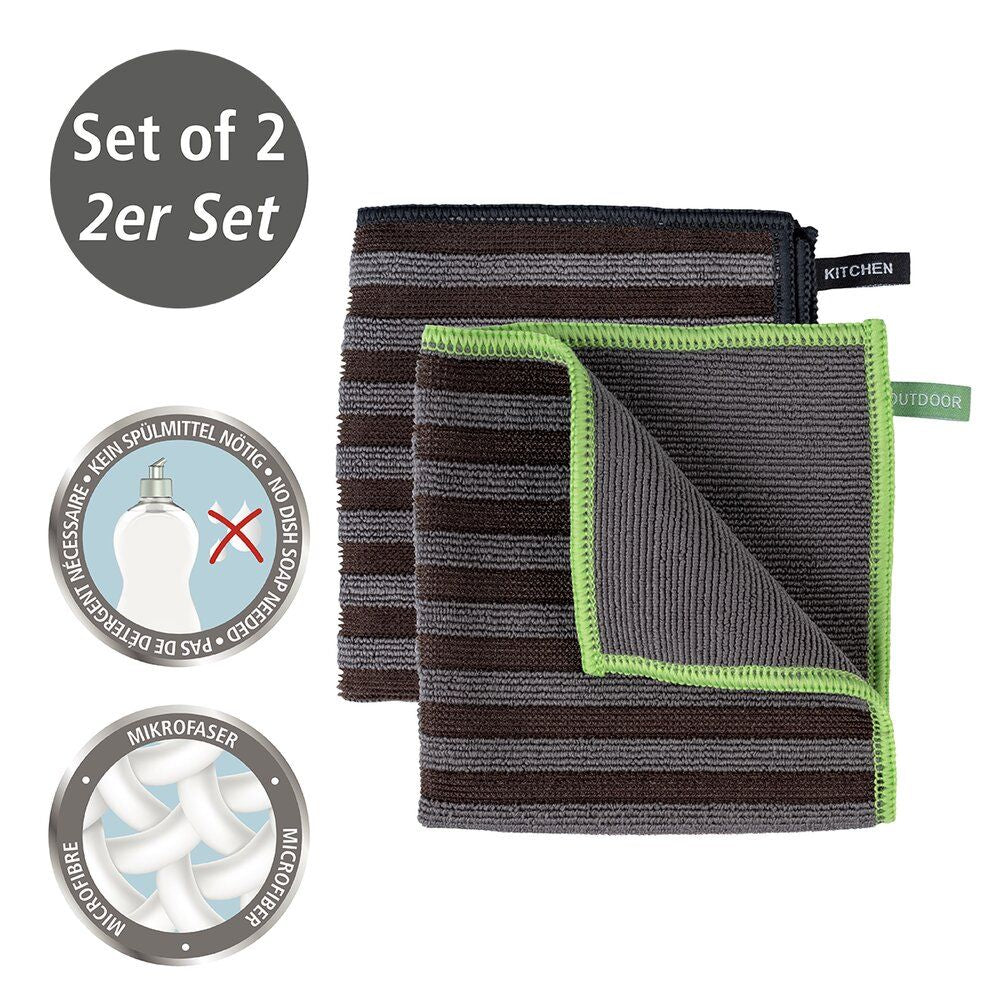 Wenko Mikrofasertuch – Dunkelgrau – 30 × 30 cm – 2er-Set