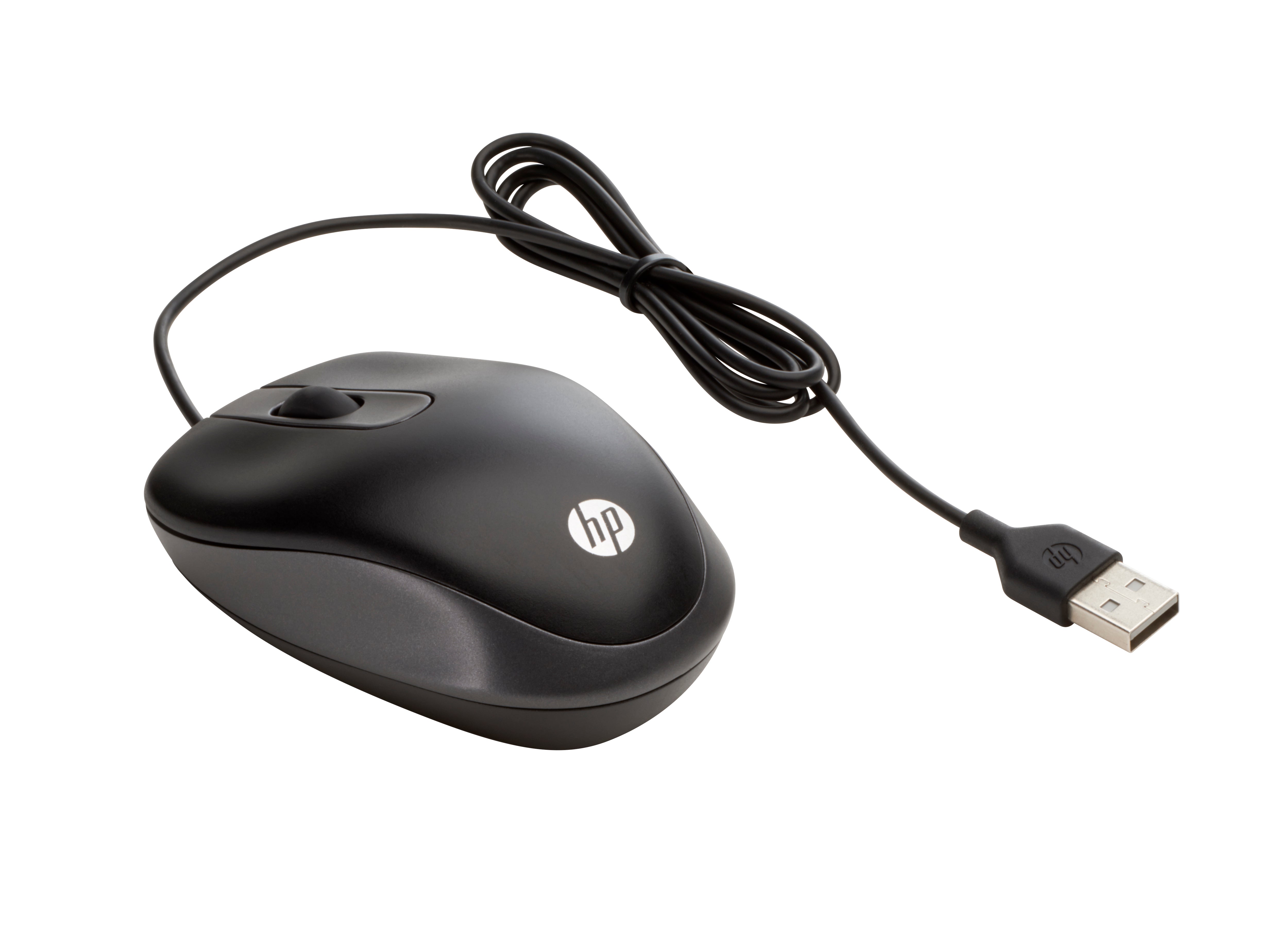 HP USB-Reisemaus – Maus – Kabelgebunden (USB‑A), 1000 DPI, Beidhändig, Schwarz