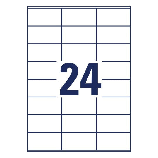 Avery Druckeretiketten, 70 mm × 36 mm, weiss, Papier, permanent, 65 Blatt (1560 Etiketten)
