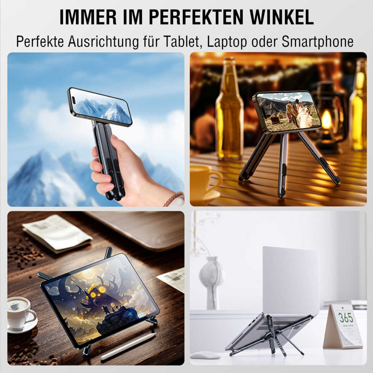 4smarts Laptop-Ständer für Geräte 4,7–17,3" – Magnetische Befestigung, UltiMag-Ring – Grau