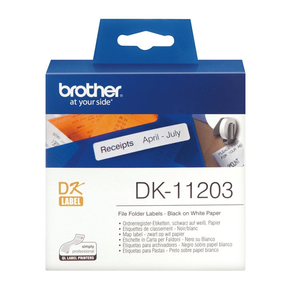 Brother Etiketten DK, 17 mm × 87 mm, weiss, Papier, permanent, 300 Etiketten