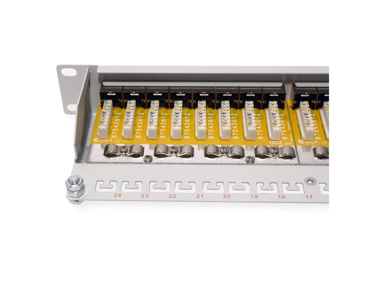 ROLINE Patchpanel Cat.6 (Klasse E) – 24× 1G, geschirmt, 19", 1U, grau