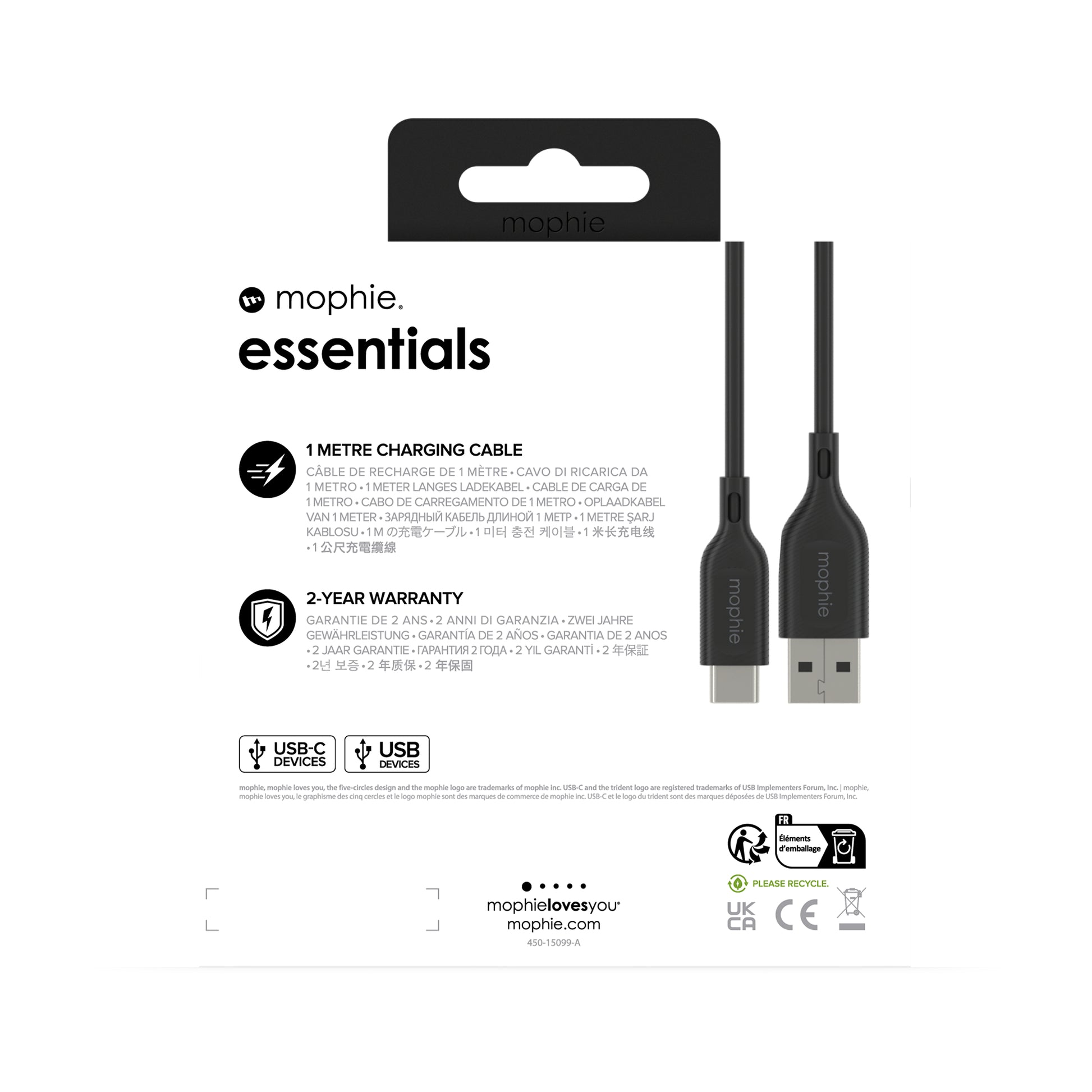 Mophie – USB-Kabel, USB-A zu USB-C, 1 m