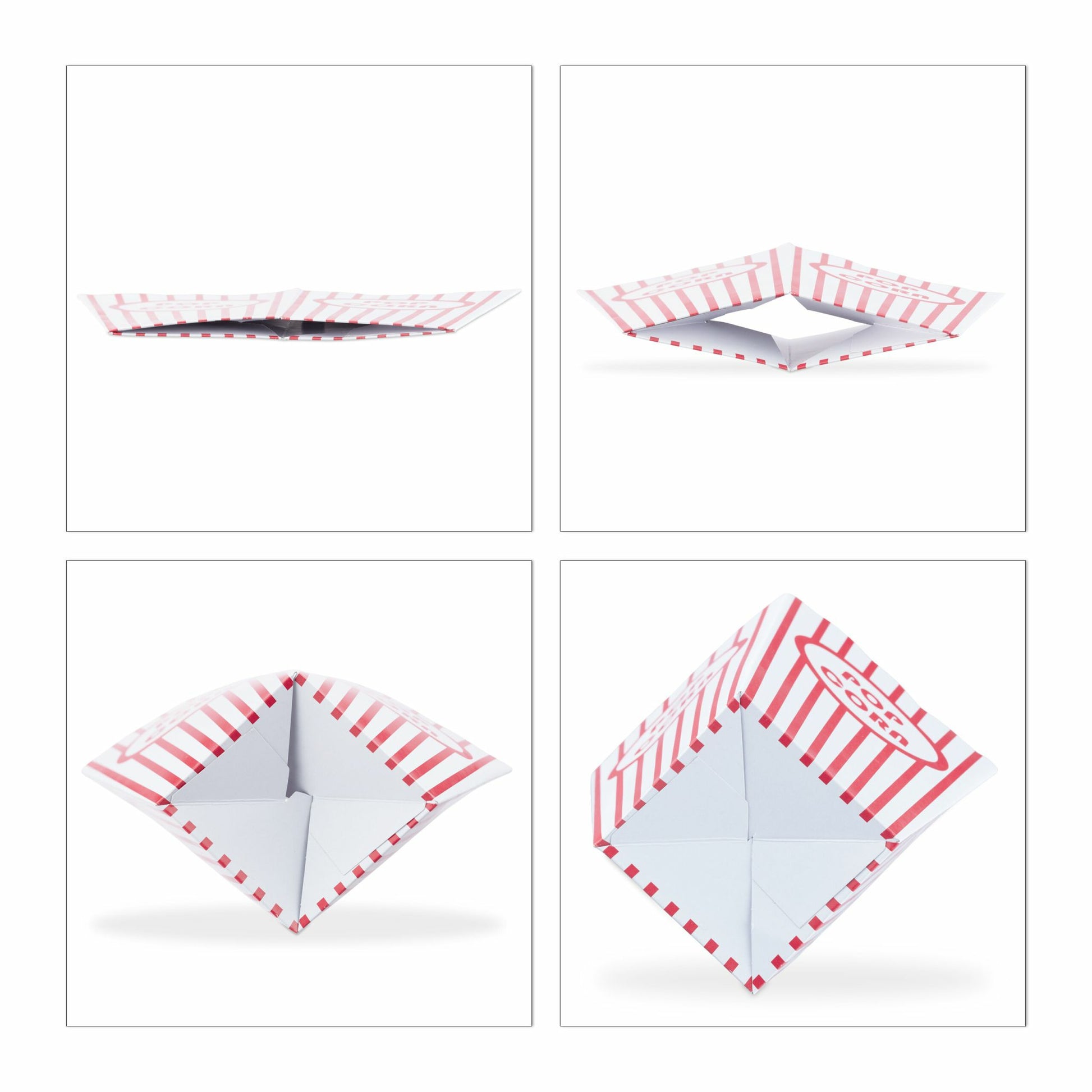 Relaxdays Popcorntüten, Papier/Karton – 16 × 10,5 × 10,5 cm, Rot/Weiss – 60 Stk.