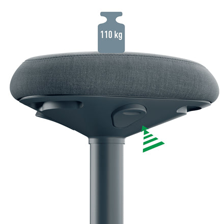 Leitz Hocker Ergo Active – Sitzhöhe 46 cm, 110 kg, Dunkelgrau