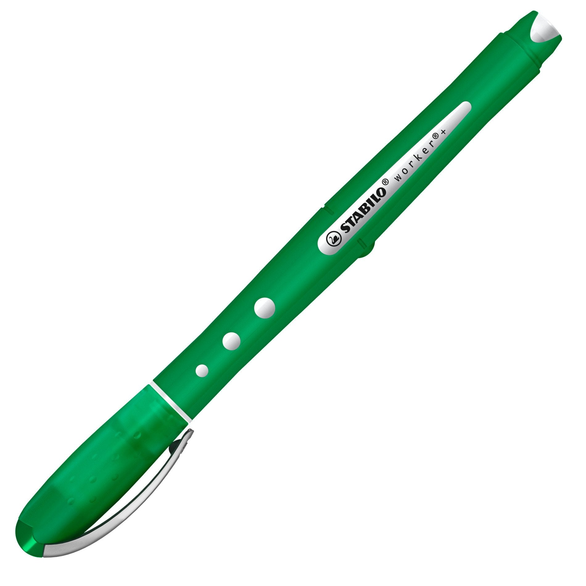 STABILO worker+ colorful – Tintenroller, mit Kappe, 0,5 mm, grün, für Linkshänder