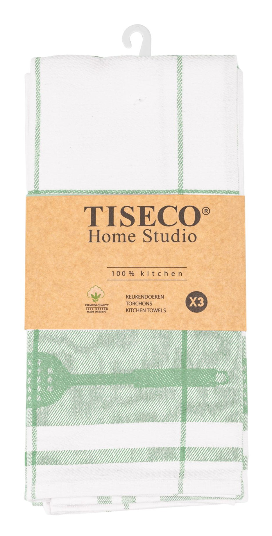 Tiseco Geschirrtücher 3er-Set, 50 × 70 cm, Baumwolle, Grün