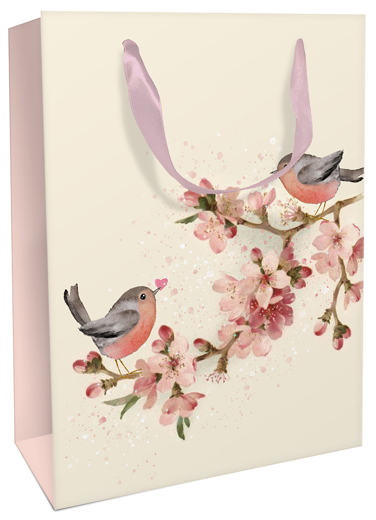 Braun + Company Tragetasche – Cherry Blossom Love – mit Glimmer – 260 × 360 × 130 mm – mehrfarbig