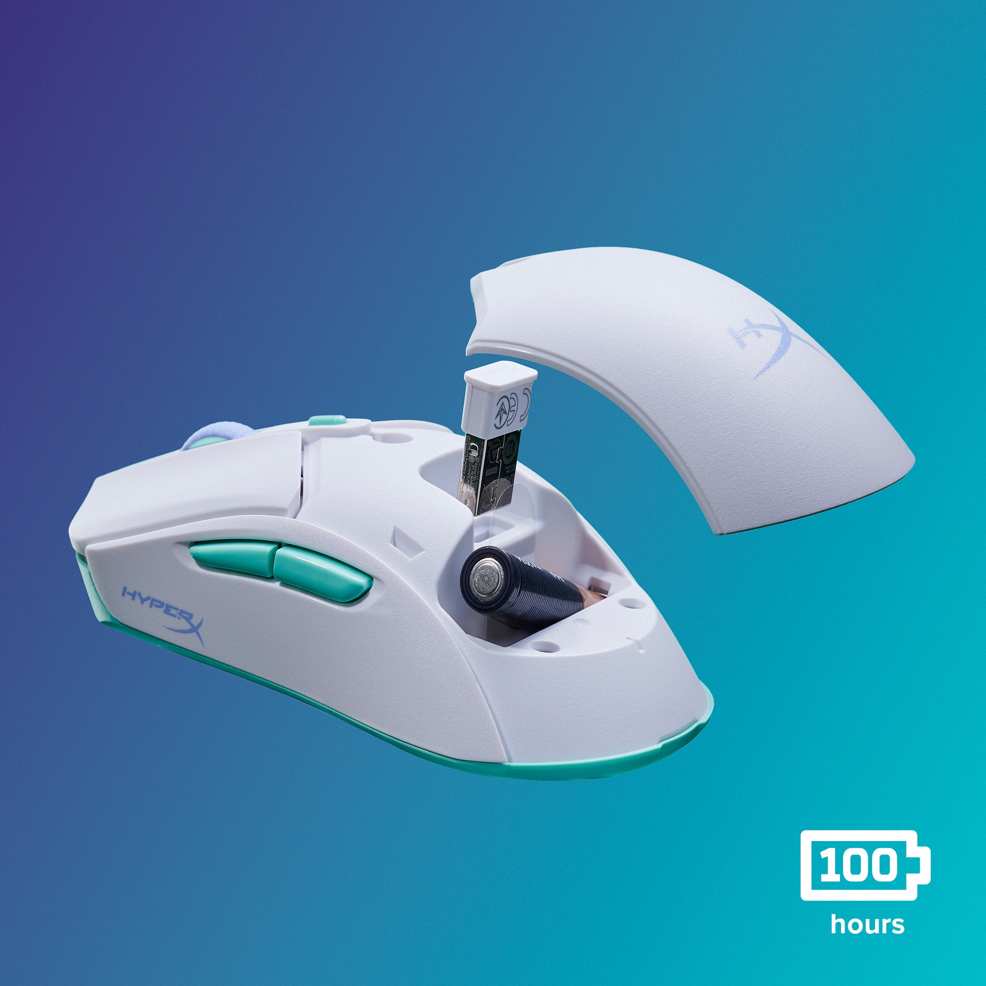 HyperX Pulsefire Haste 2 Core Gaming-Maus – kabellos, 1'000 Hz, 6 Tasten, für Rechtshänder, Beleuchtung, weiss
