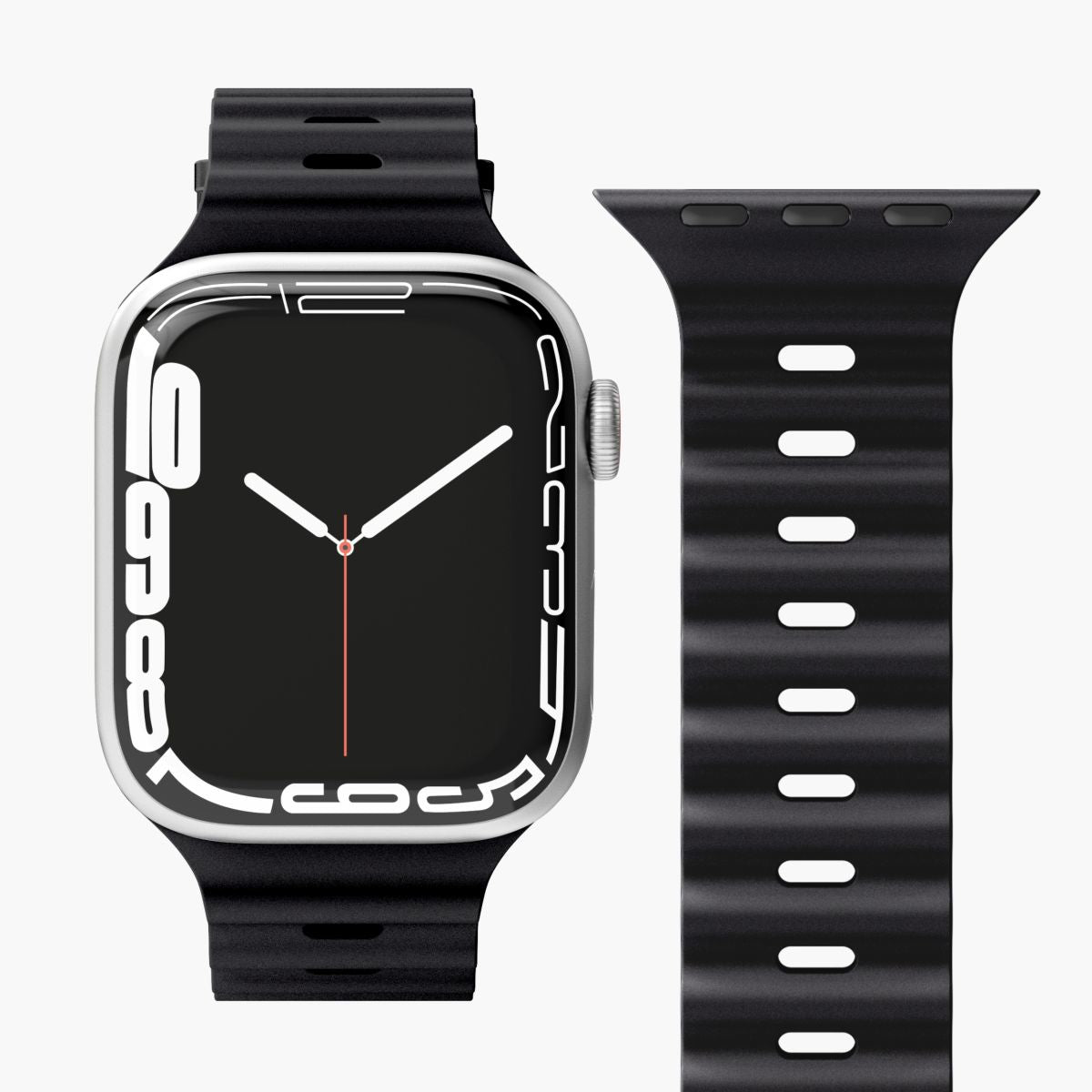 Vonmählen Wave Band – Armband – für Apple Watch (diverse Grössen), Schwarz, Elastomer (TPR)