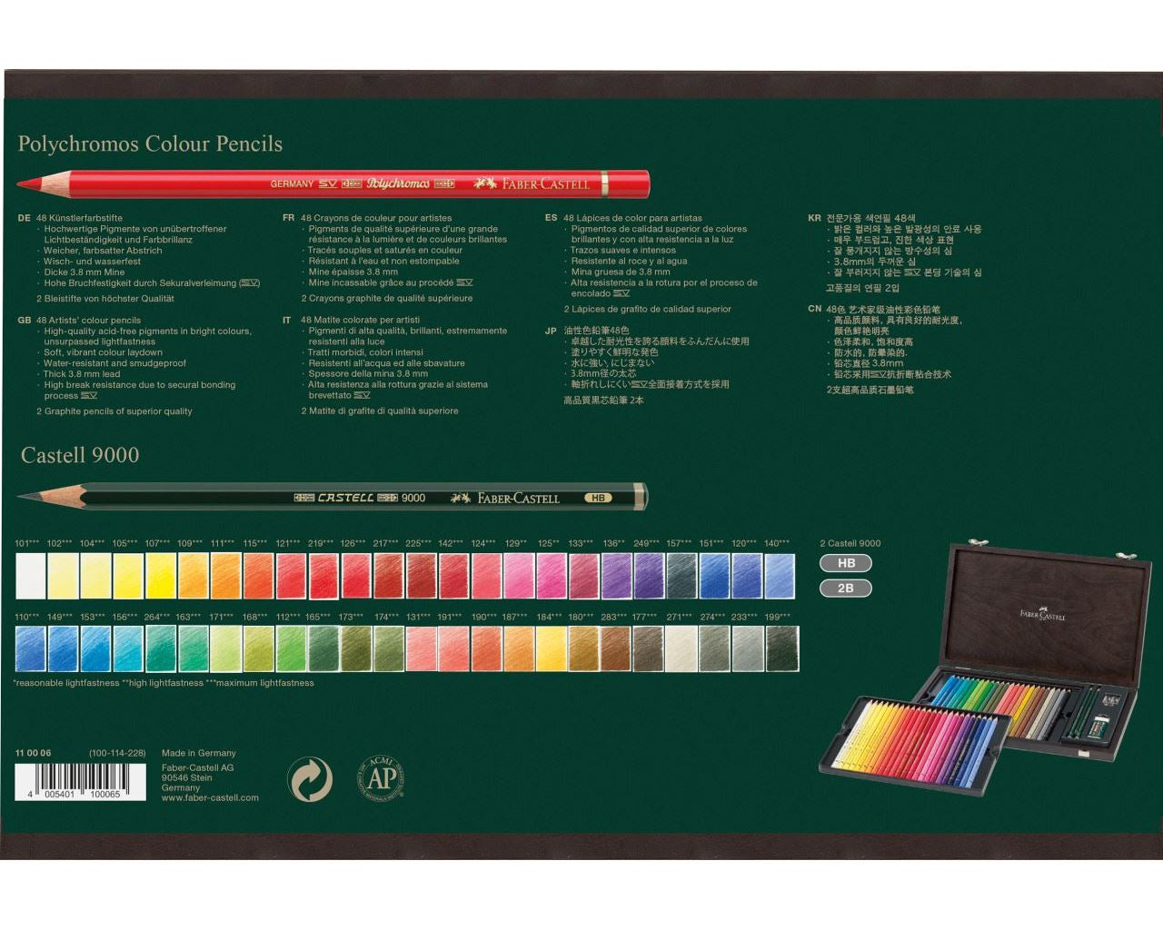Faber-Castell Buntstift Polychromos, mehrfarbig, 48er-Set – Ø 3,8 mm