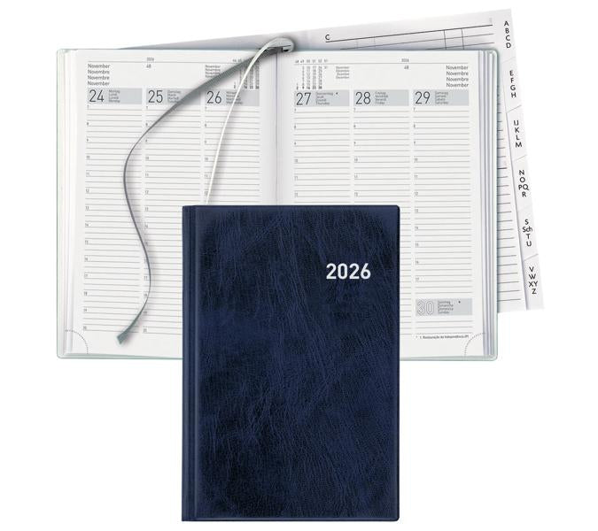 Biella Terminia Agenda – 1 Woche/2 Seiten, gebunden, 14,5 × 20,5 cm, 2026, Dunkelblau, FSC