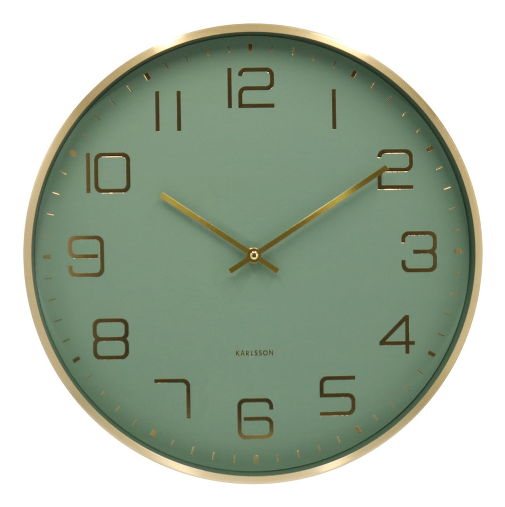 Karlsson Wanduhr Elegance Glow – Ø 40 cm, grün, Aluminium