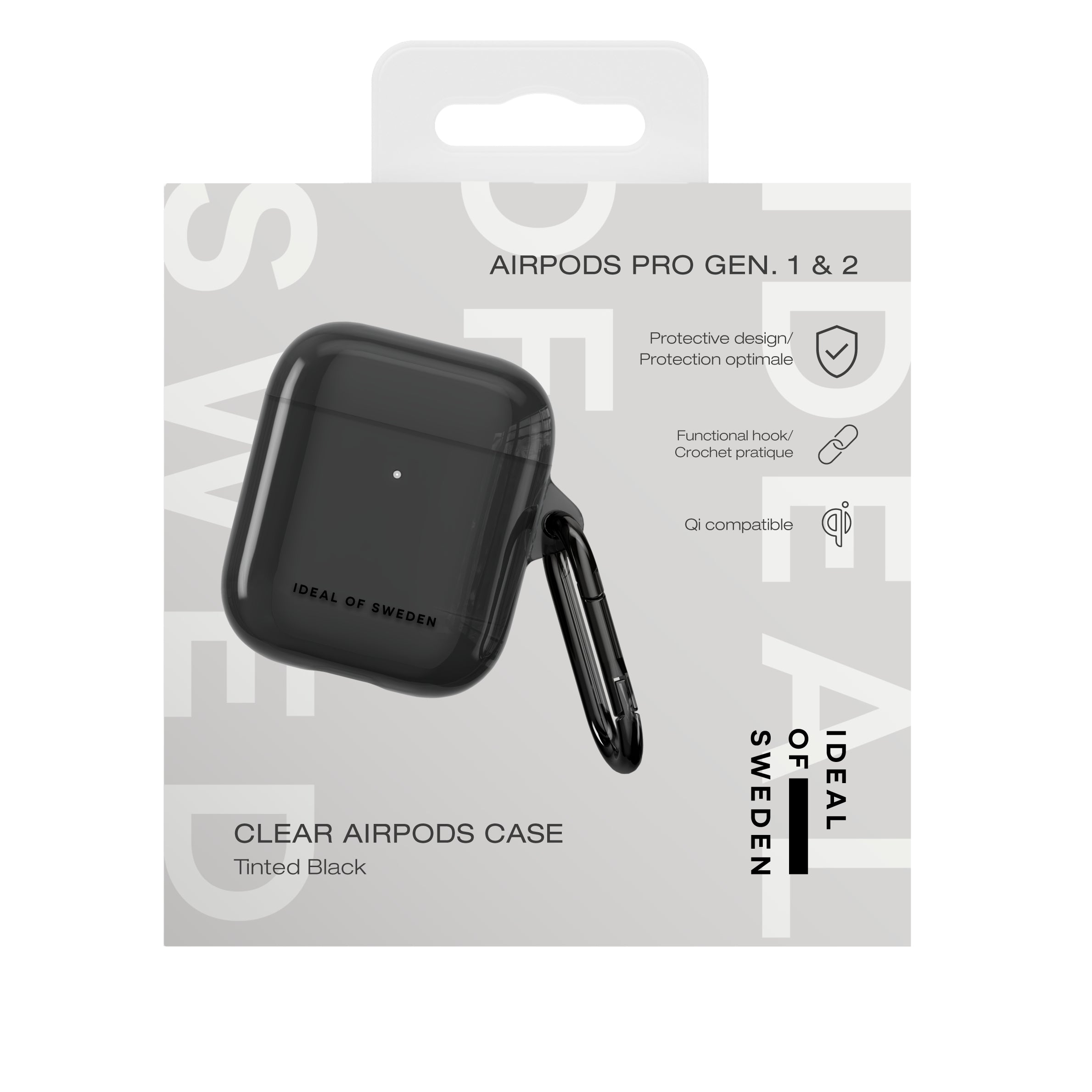 iDeal of Sweden IDCLAPC-470 – Schutzhülle – für AirPods (1. & 2. Gen.) – TPU – Schwarz – kabelloses Laden