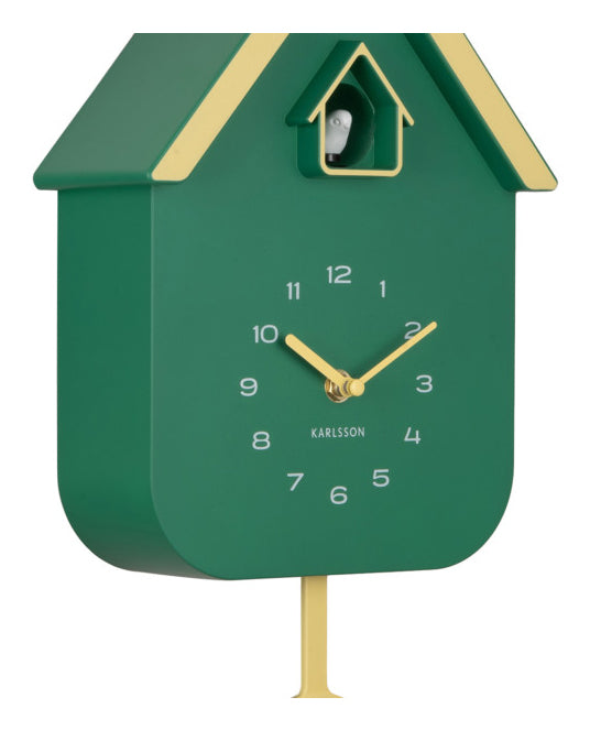 Karlsson Dupla Color Kuckucksuhr – Analog, 21,5 × 41 × 8,5 cm, grün, Kunststoff
