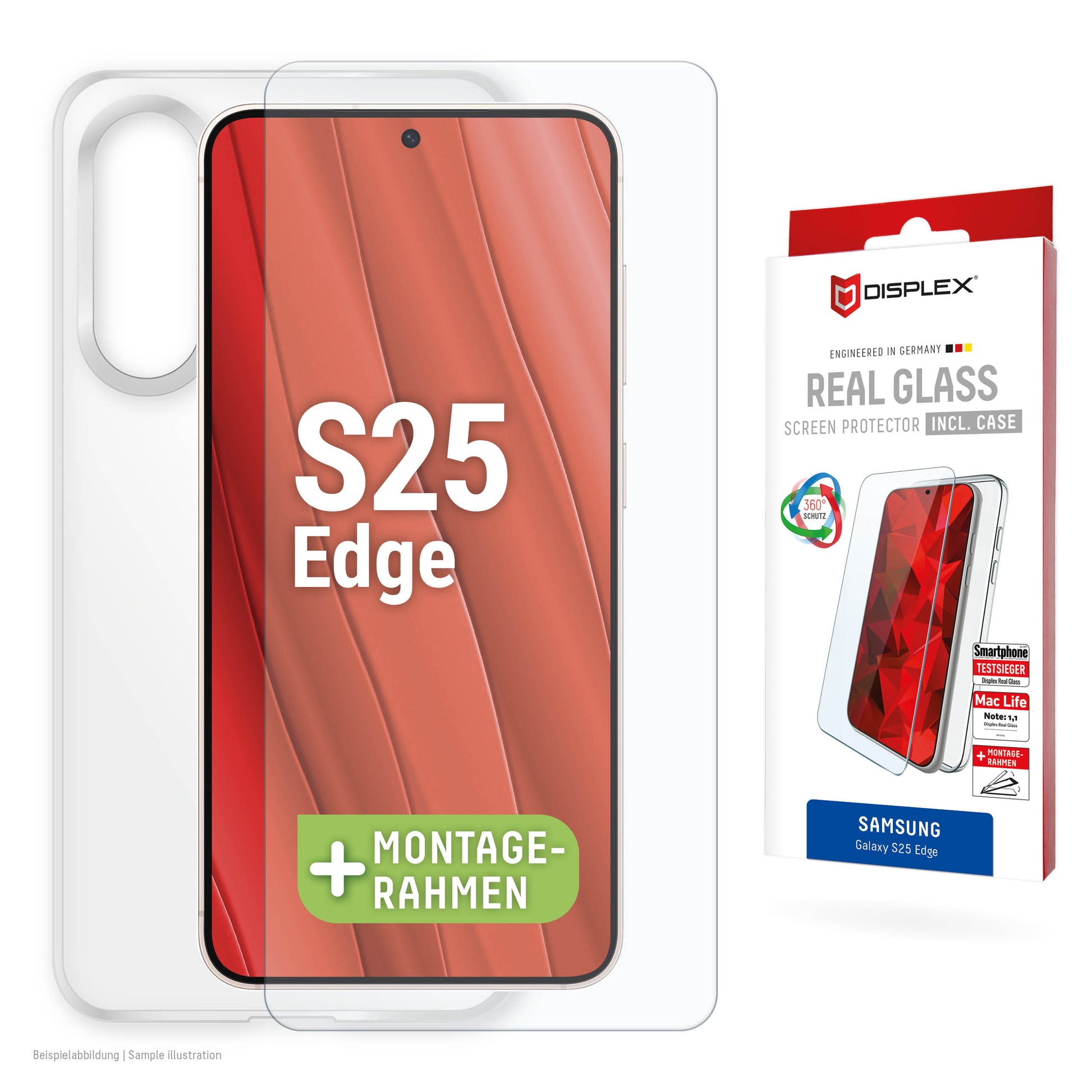 Displex Displayschutz (Panzerglas), 10H – für Galaxy S25 Edge – mit Applikator