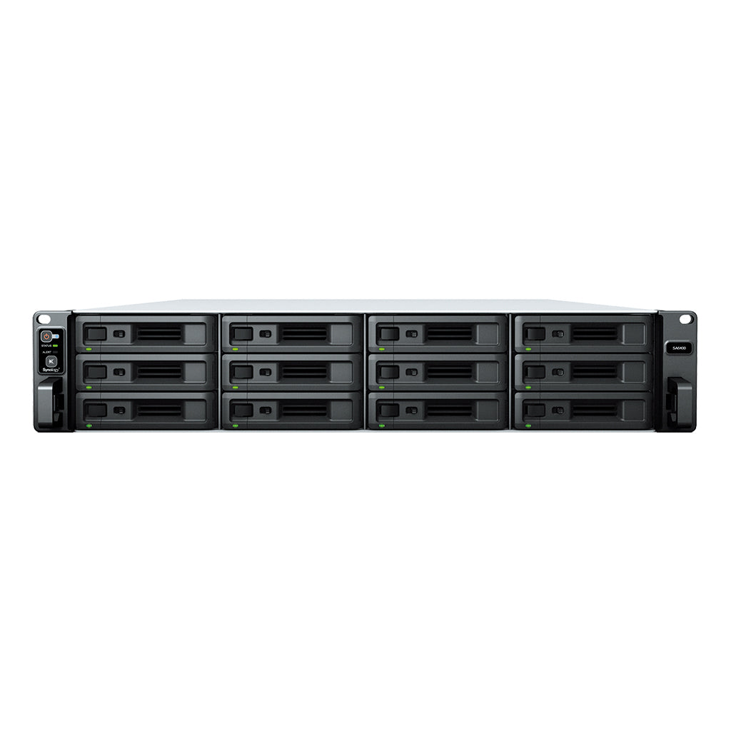 Synology SA6400 – 12-Bay Rack 2U NAS – AMD EPYC 7272, 32 GB RAM, 10GbE, DSM, redundantes Netzteil