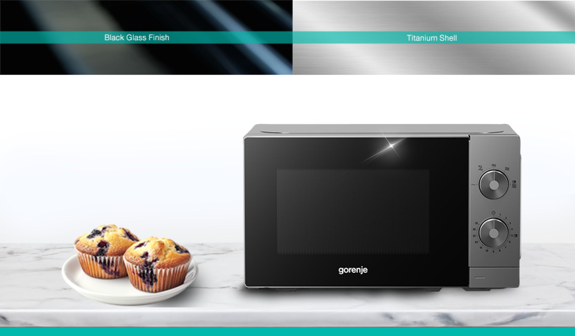 Gorenje Mikrowelle MO20E1T4 – 20 l, 700 W – schwarz/edelstahl