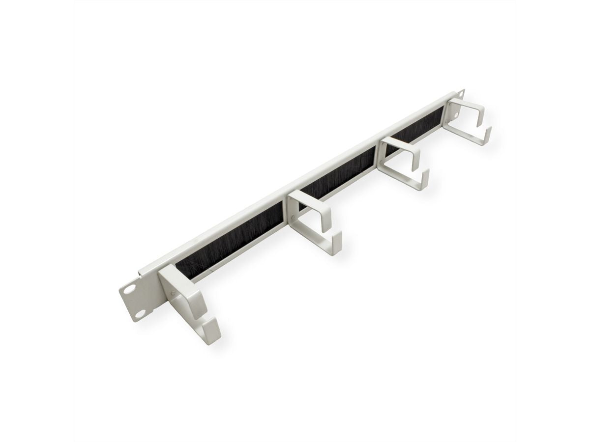 ROLINE 19" Rangierpanel 1U, 4× Kabelösen Typ G, Bürstendichtung, 483×72×44 mm – Grau