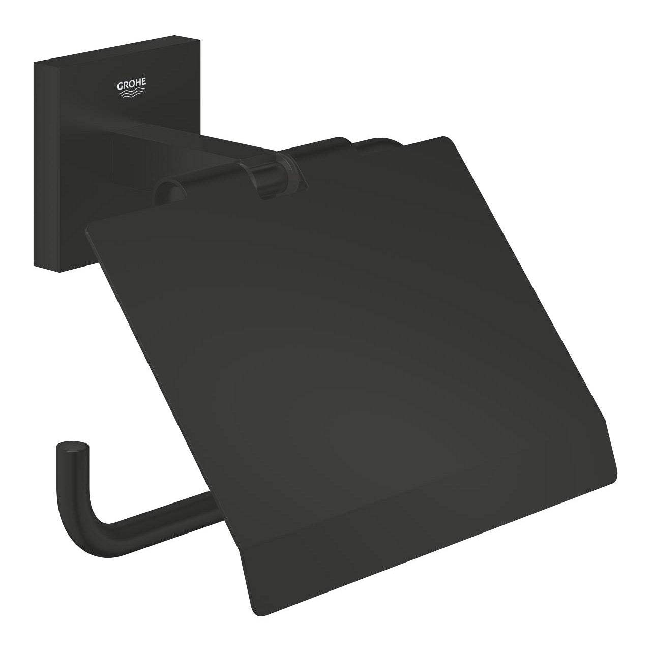 GROHE Start Cube – Toilettenpapierhalter – Metall, Schwarz, Wandmontiert, Klebend, 6 × 11,1 × 11,1 cm